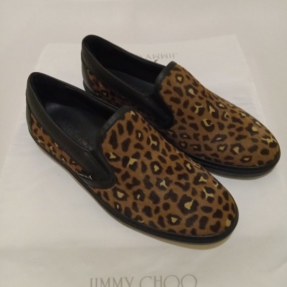 Jimmy Choo Leopard Print Fur Grove Slip-On Sneakers- EU42 US9 and EU43.5 US10.5 - Picture 3 of 10